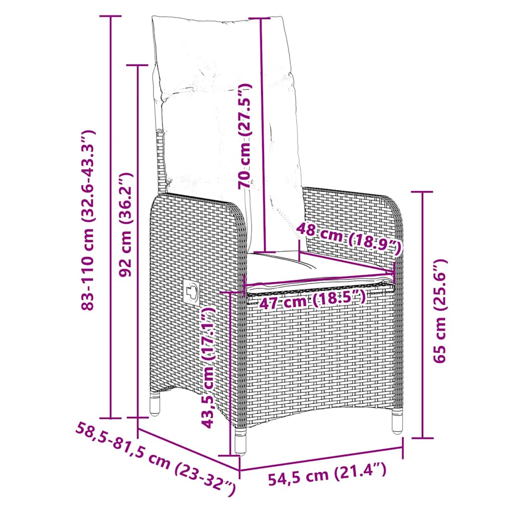 9-delige Bistroset met kussens poly rattan zwart is nu te koop bij PeponiXL, paradijselijk wonen!