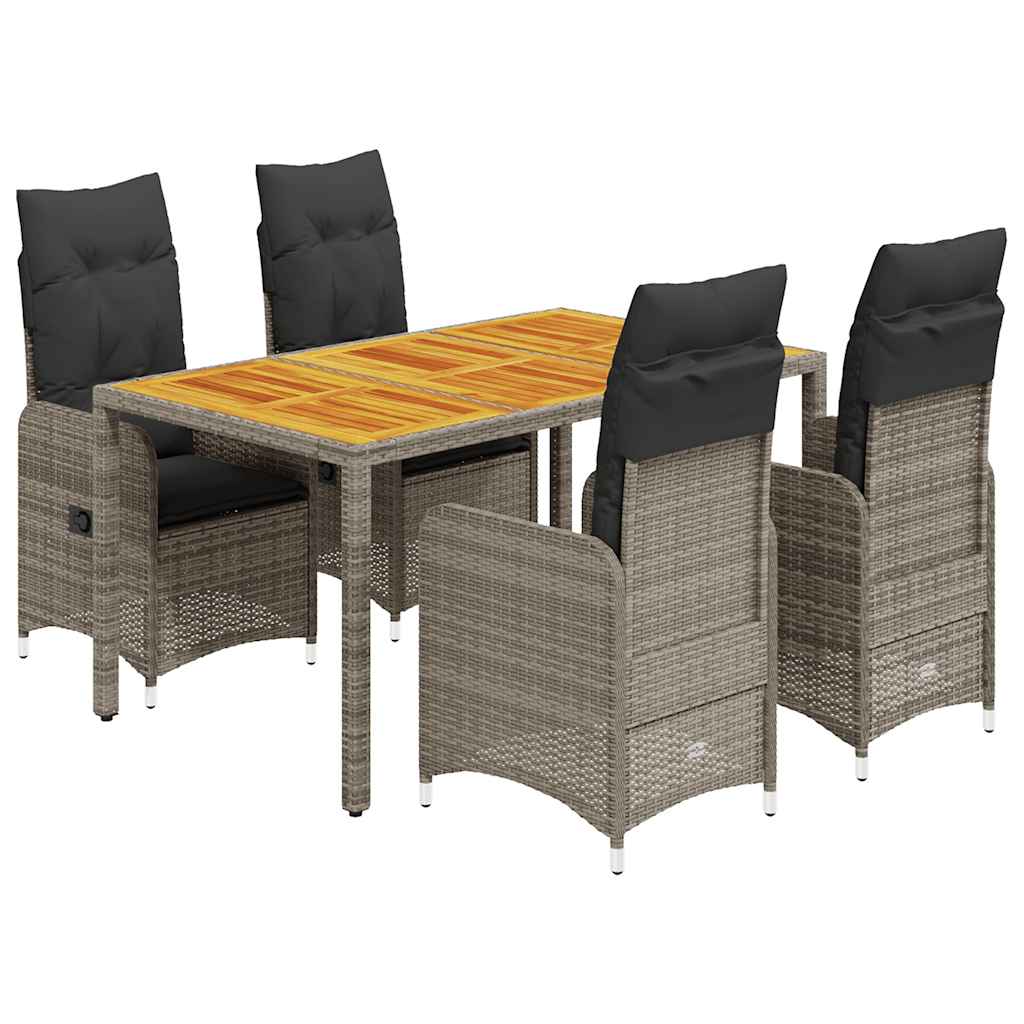5-delige Bistroset met kussens poly rattan grijs is nu te koop bij PeponiXL, paradijselijk wonen!