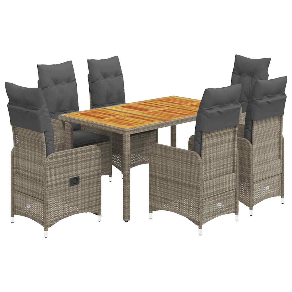 7-delige Bistroset met kussens poly rattan grijs is nu te koop bij PeponiXL, paradijselijk wonen!