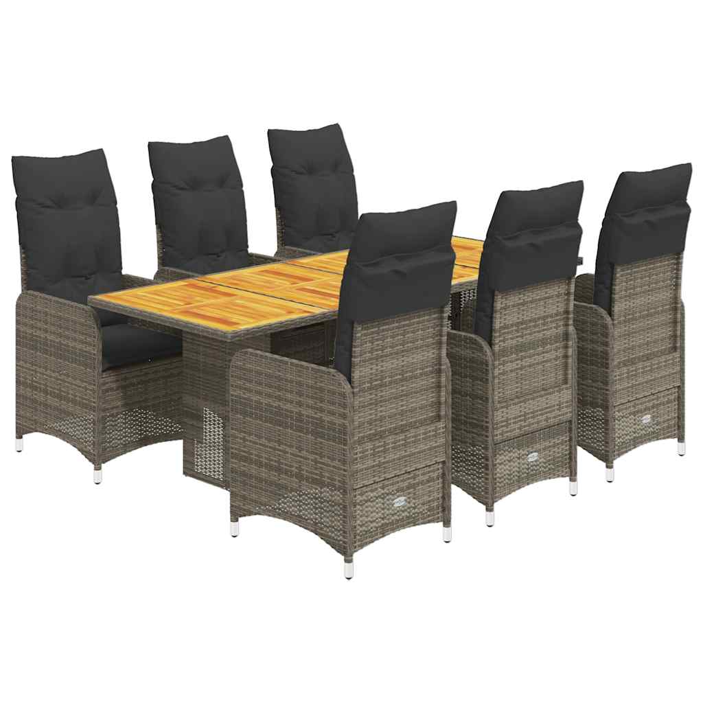 7-delige Bistroset met kussens poly rattan grijs is nu te koop bij PeponiXL, paradijselijk wonen!
