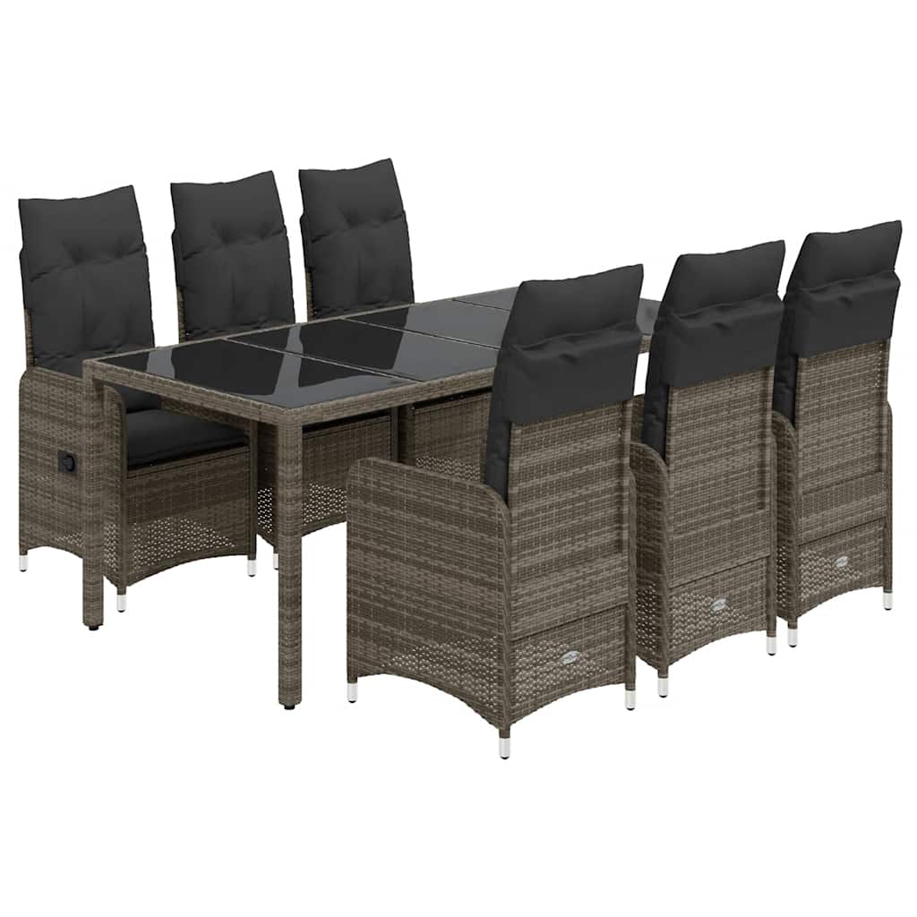 7-delige Bistroset met kussens poly rattan grijs is nu te koop bij PeponiXL, paradijselijk wonen!