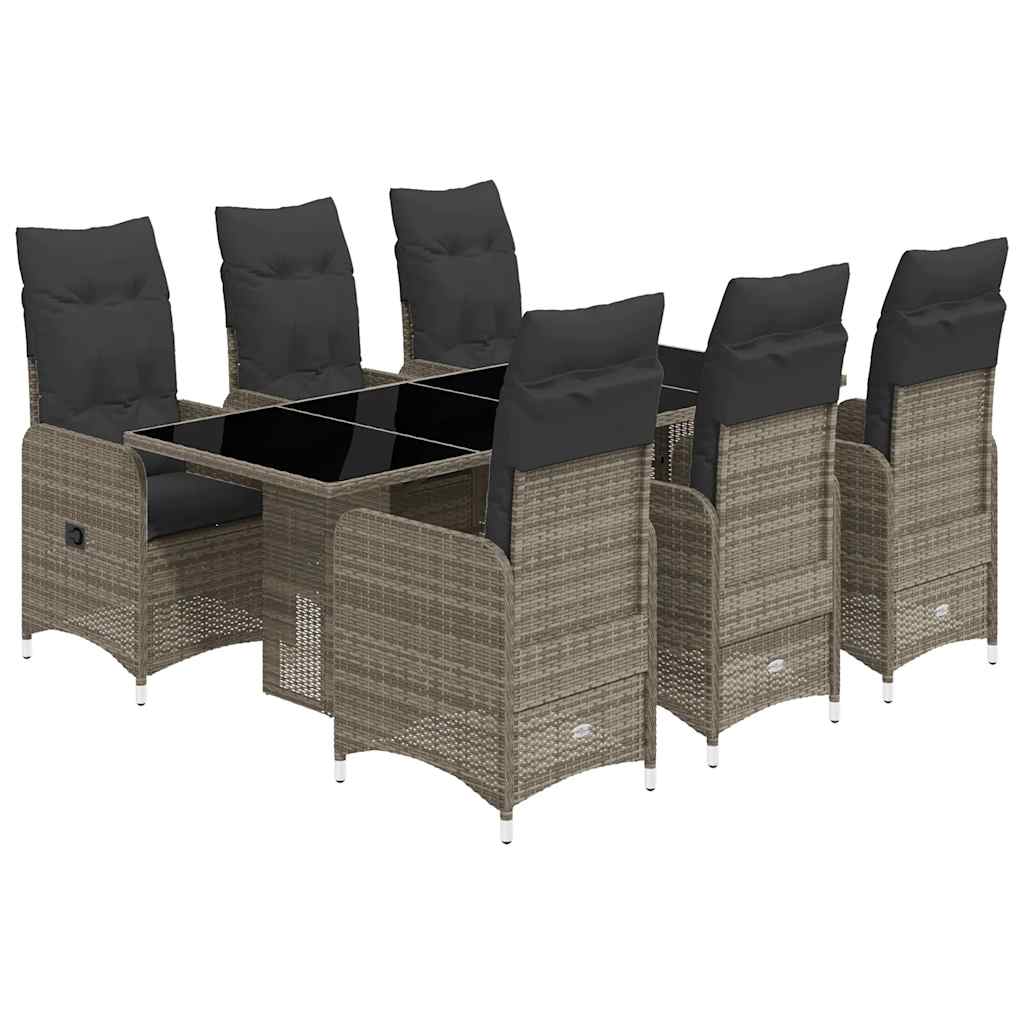 7-delige Bistroset met kussens poly rattan grijs is nu te koop bij PeponiXL, paradijselijk wonen!