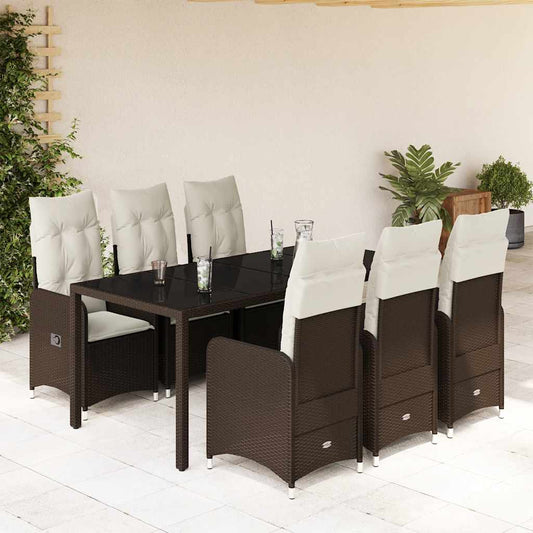 7-delige Bistroset met kussens poly rattan bruin is nu te koop bij PeponiXL, paradijselijk wonen!