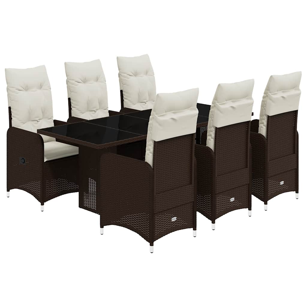 7-delige Bistroset met kussens poly rattan bruin is nu te koop bij PeponiXL, paradijselijk wonen!