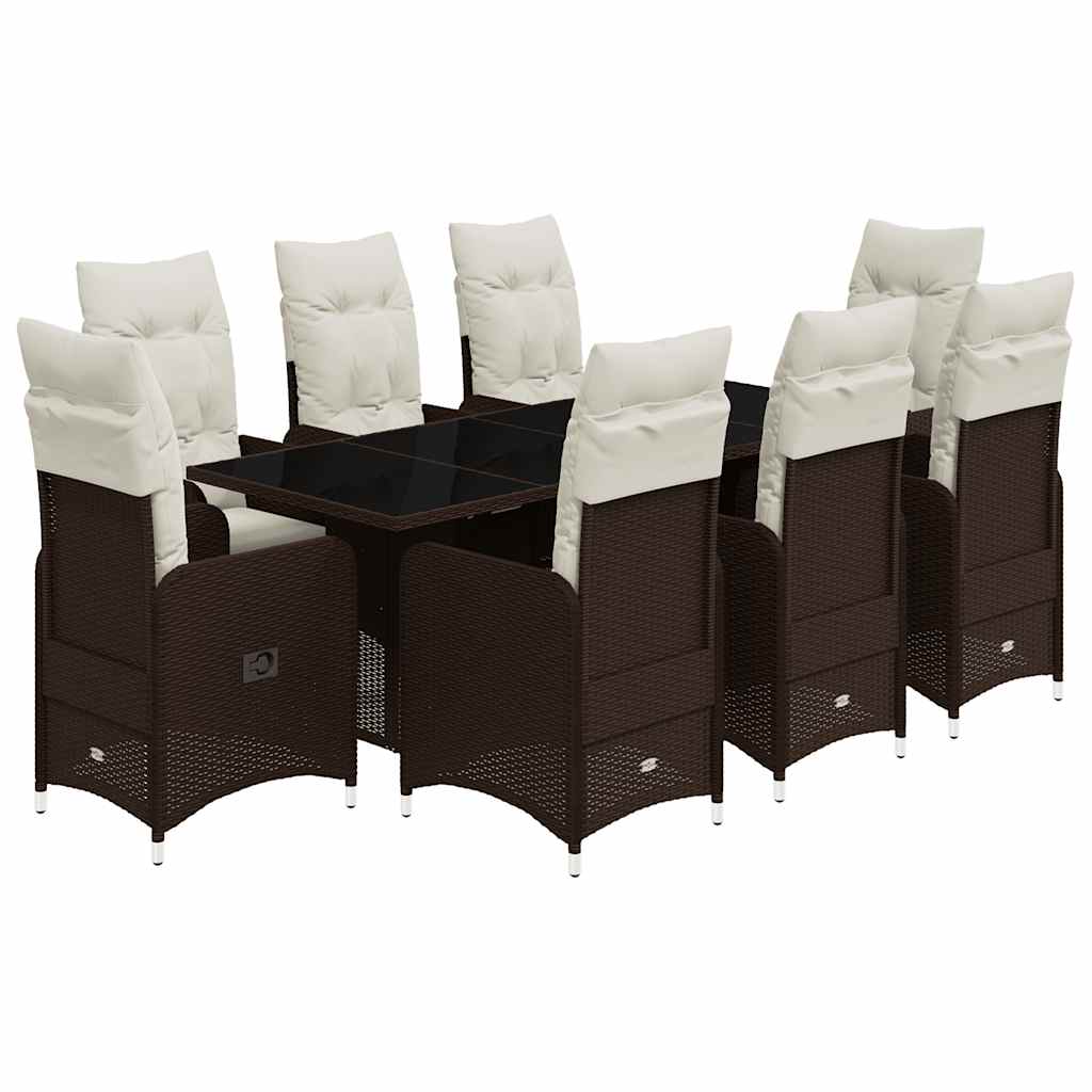 9-delige Bistroset met kussens poly rattan bruin is nu te koop bij PeponiXL, paradijselijk wonen!