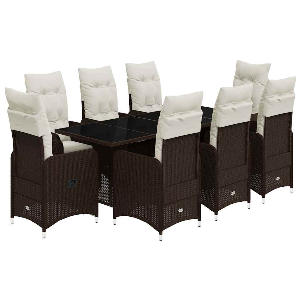 9-delige Bistroset met kussens poly rattan bruin is nu te koop bij PeponiXL, paradijselijk wonen!