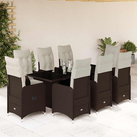 9-delige Bistroset met kussens poly rattan bruin is nu te koop bij PeponiXL, paradijselijk wonen!