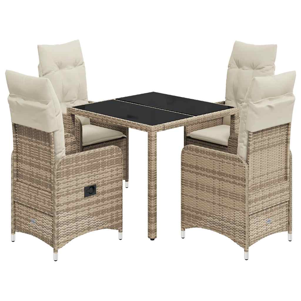 5-delige Bistroset met kussens poly rattan beige is nu te koop bij PeponiXL, paradijselijk wonen!