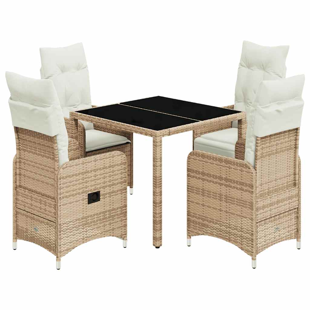 5-delige Bistroset met kussens poly rattan beige is nu te koop bij PeponiXL, paradijselijk wonen!
