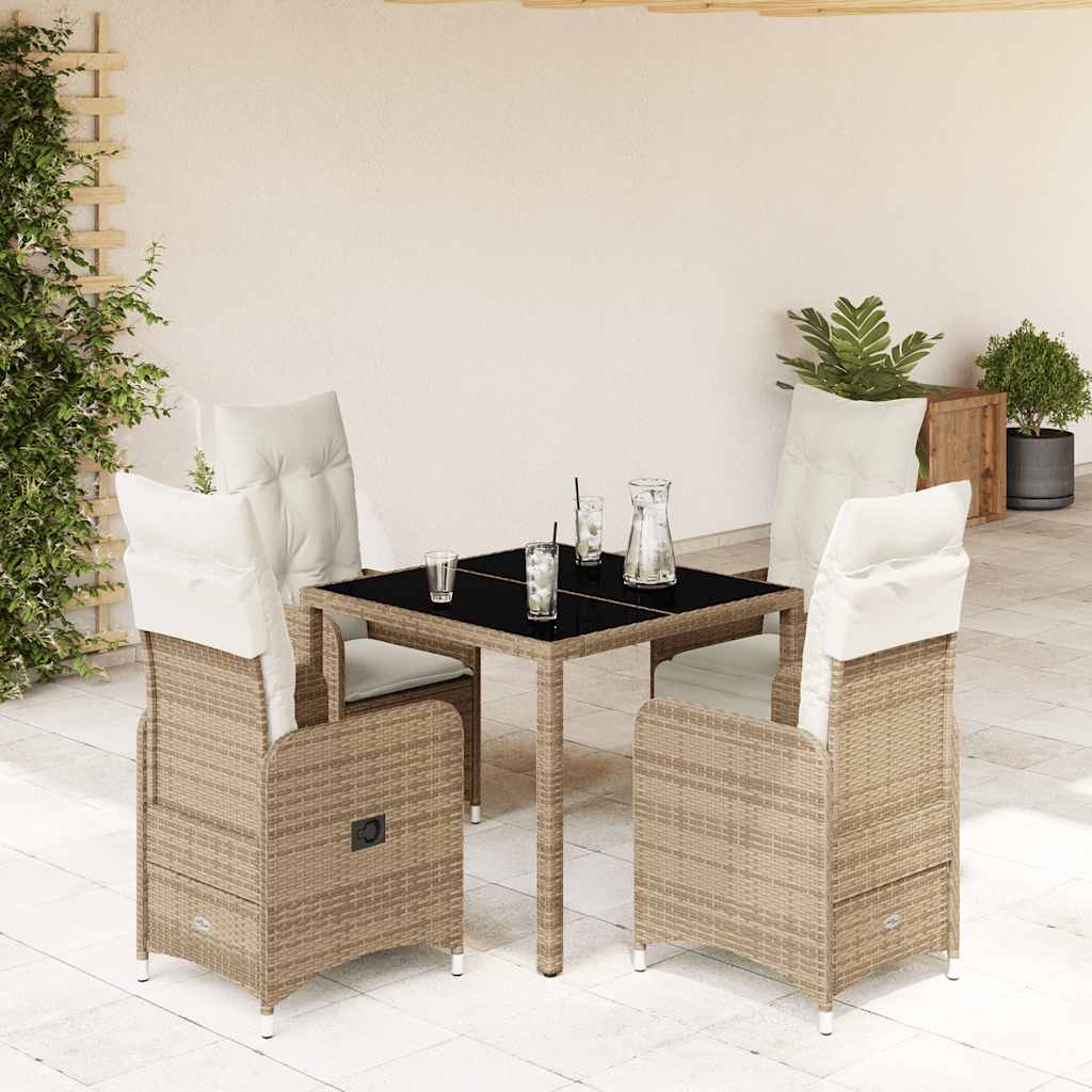 5-delige Bistroset met kussens poly rattan beige is nu te koop bij PeponiXL, paradijselijk wonen!