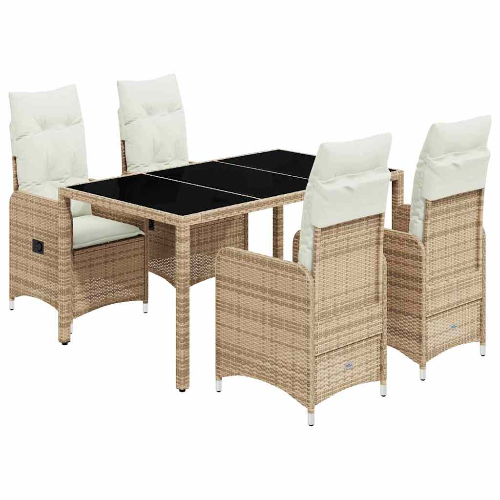5-delige Bistroset met kussens poly rattan beige is nu te koop bij PeponiXL, paradijselijk wonen!