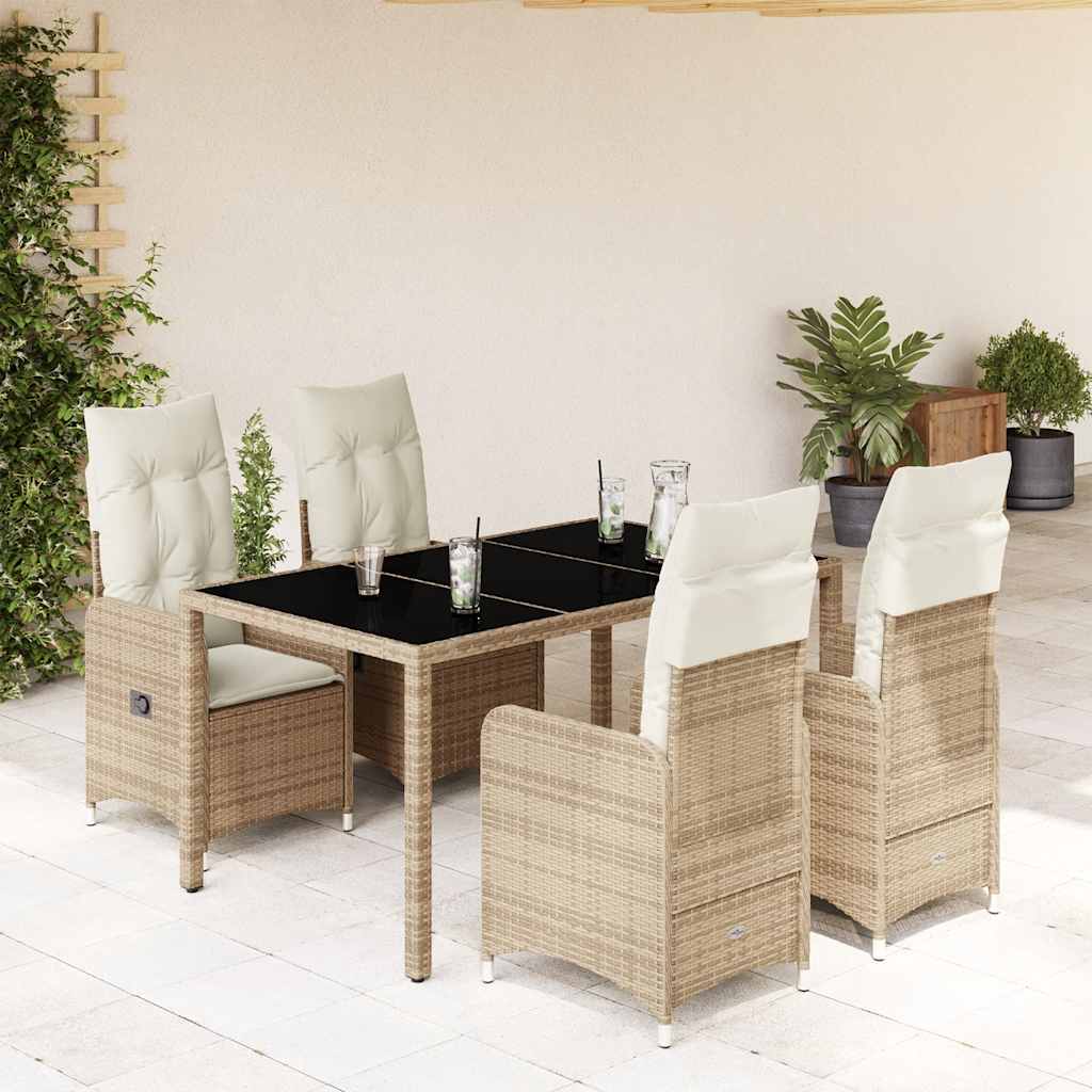 5-delige Bistroset met kussens poly rattan beige is nu te koop bij PeponiXL, paradijselijk wonen!