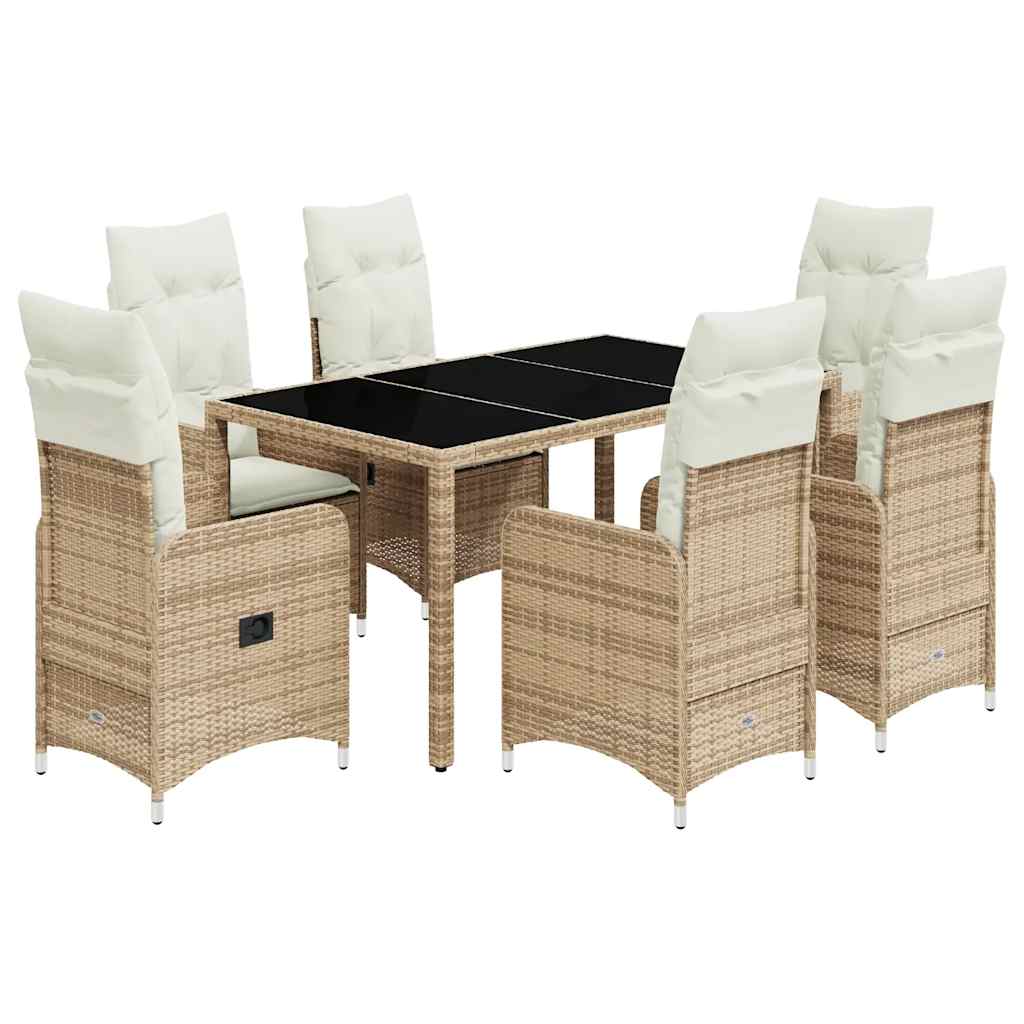 7-delige Bistroset met kussens poly rattan beige is nu te koop bij PeponiXL, paradijselijk wonen!