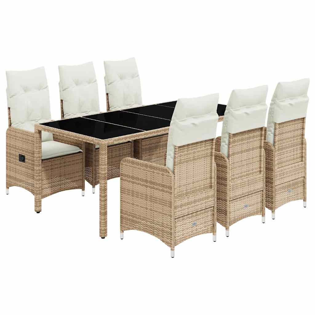 7-delige Bistroset met kussens poly rattan beige is nu te koop bij PeponiXL, paradijselijk wonen!