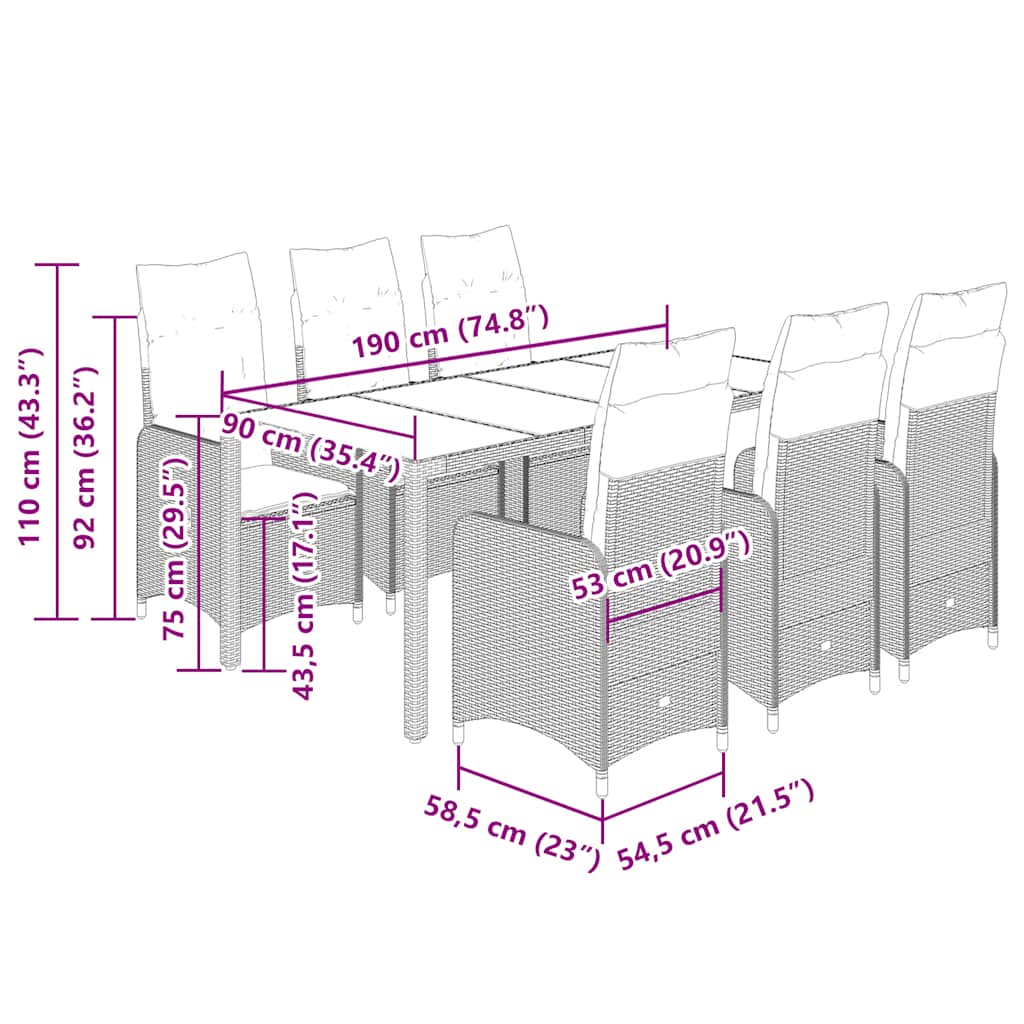 7-delige Bistroset met kussens poly rattan beige is nu te koop bij PeponiXL, paradijselijk wonen!