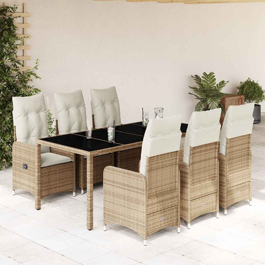 7-delige Bistroset met kussens poly rattan beige is nu te koop bij PeponiXL, paradijselijk wonen!