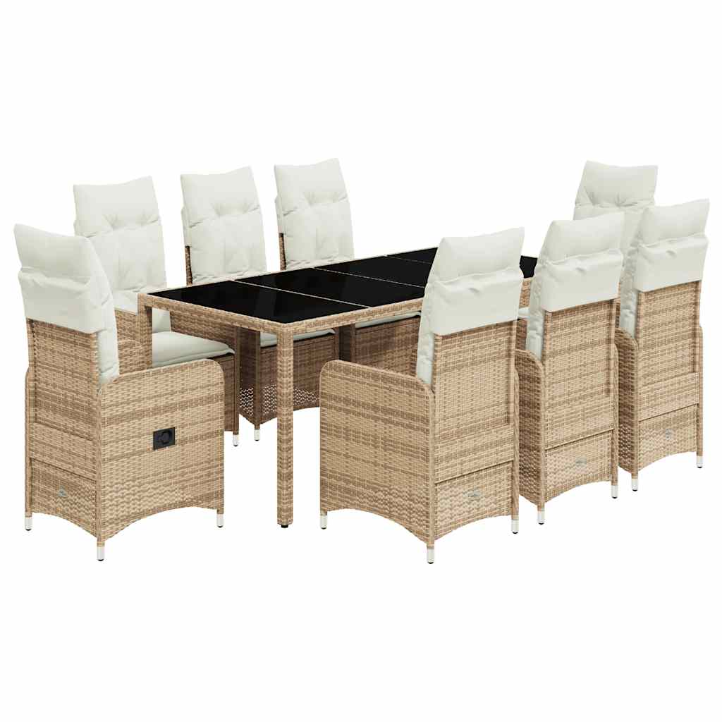 9-delige Bistroset met kussens poly rattan beige is nu te koop bij PeponiXL, paradijselijk wonen!