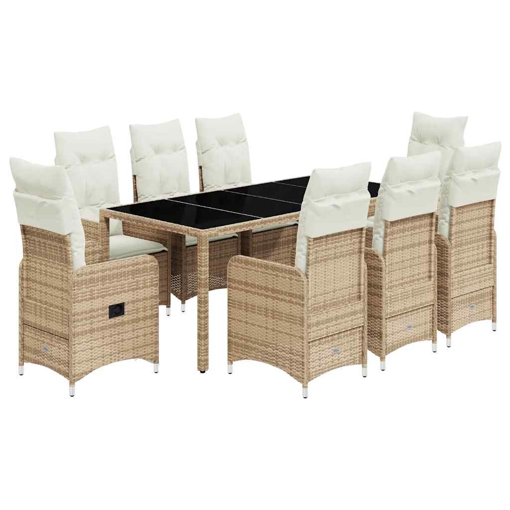 9-delige Bistroset met kussens poly rattan beige is nu te koop bij PeponiXL, paradijselijk wonen!
