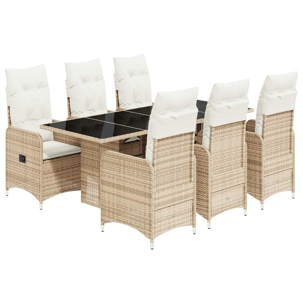 7-delige Bistroset met kussens poly rattan beige is nu te koop bij PeponiXL, paradijselijk wonen!