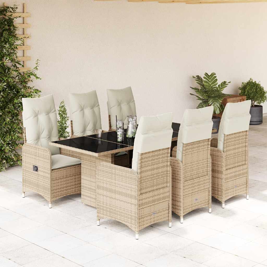 7-delige Bistroset met kussens poly rattan beige is nu te koop bij PeponiXL, paradijselijk wonen!