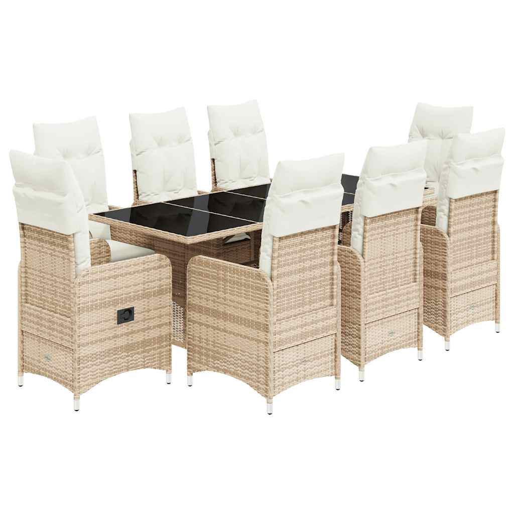 9-delige Bistroset met kussens poly rattan beige is nu te koop bij PeponiXL, paradijselijk wonen!