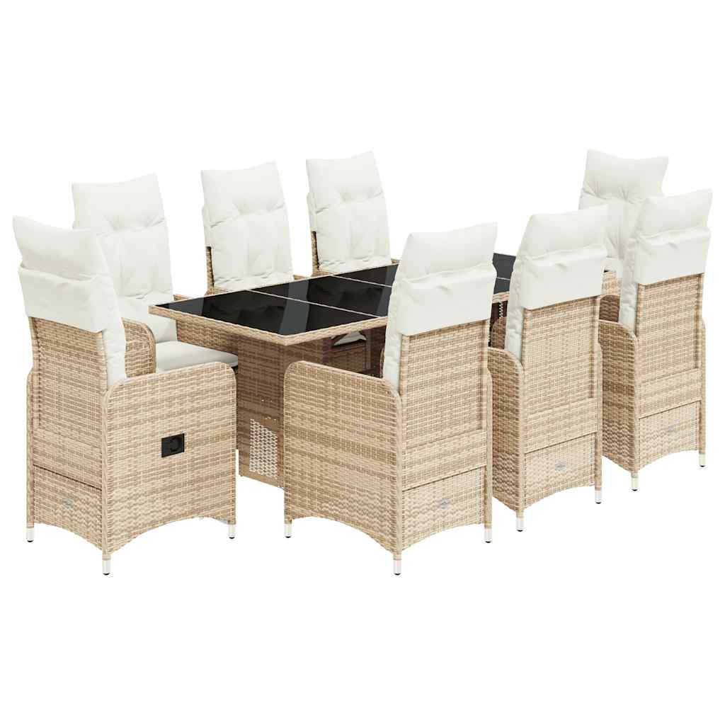 9-delige Bistroset met kussens poly rattan beige is nu te koop bij PeponiXL, paradijselijk wonen!