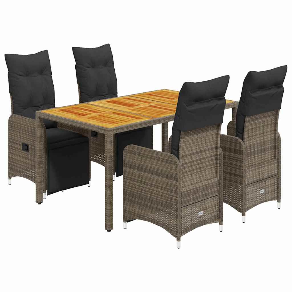 5-delige Bistroset met kussens poly rattan grijs is nu te koop bij PeponiXL, paradijselijk wonen!