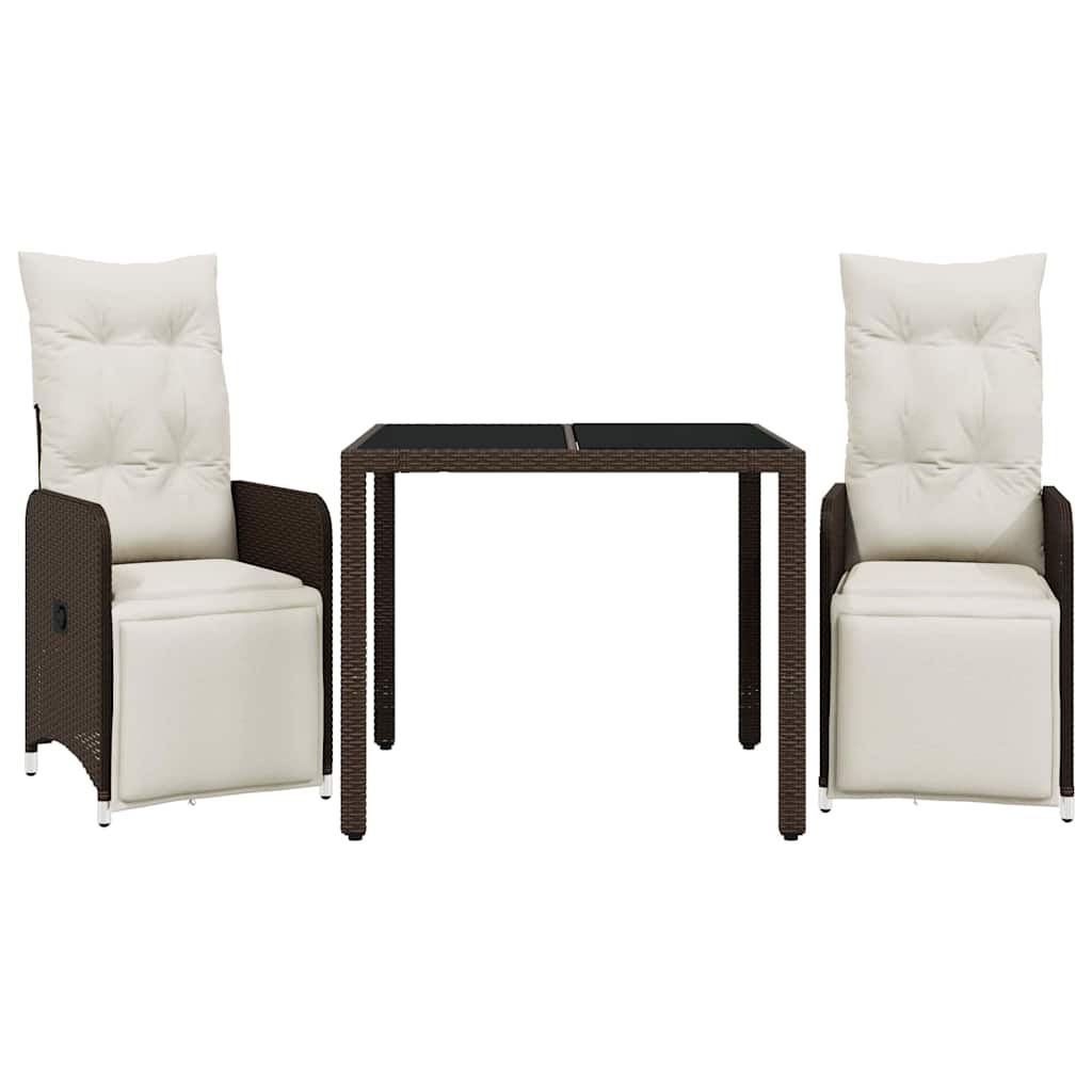 3-delige Bistroset met kussens poly rattan bruin is nu te koop bij PeponiXL, paradijselijk wonen!