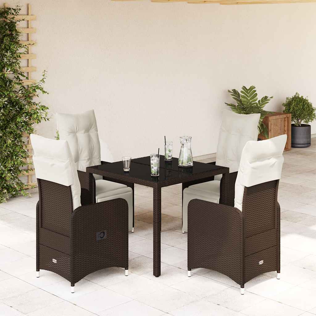 5-delige Bistroset met kussens poly rattan bruin is nu te koop bij PeponiXL, paradijselijk wonen!