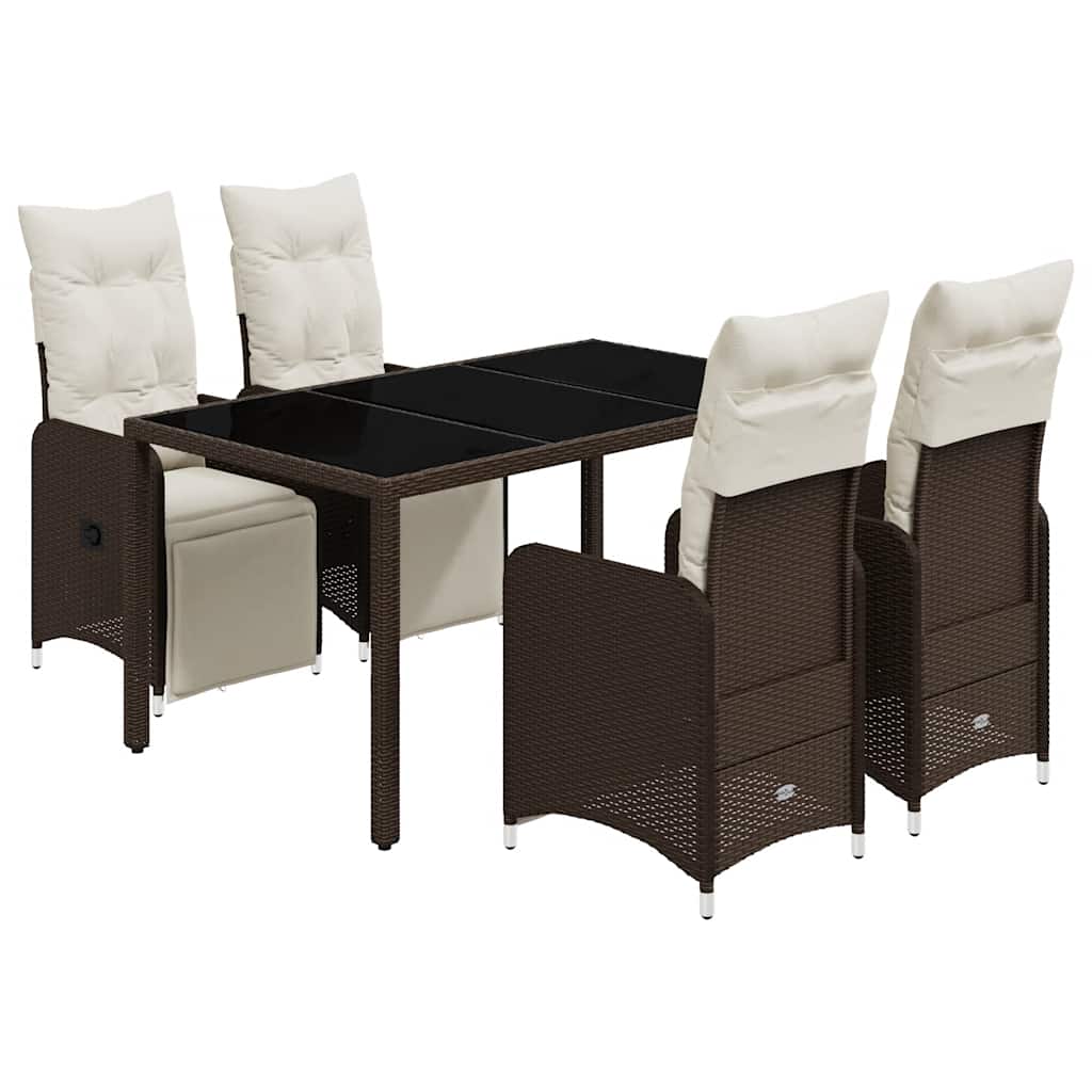 5-delige Bistroset met kussens poly rattan bruin is nu te koop bij PeponiXL, paradijselijk wonen!