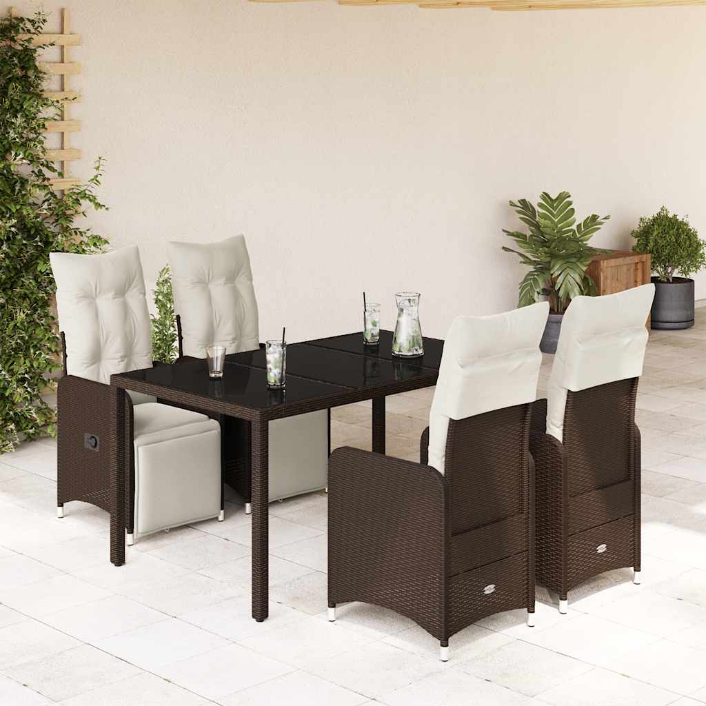 5-delige Bistroset met kussens poly rattan bruin is nu te koop bij PeponiXL, paradijselijk wonen!