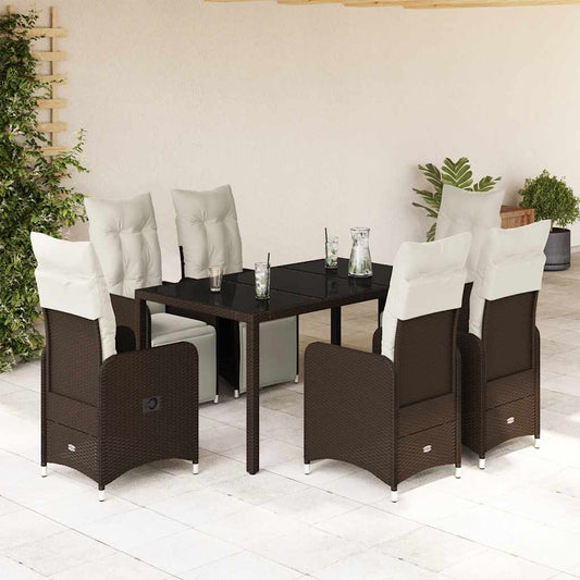 7-delige Bistroset met kussens poly rattan bruin is nu te koop bij PeponiXL, paradijselijk wonen!