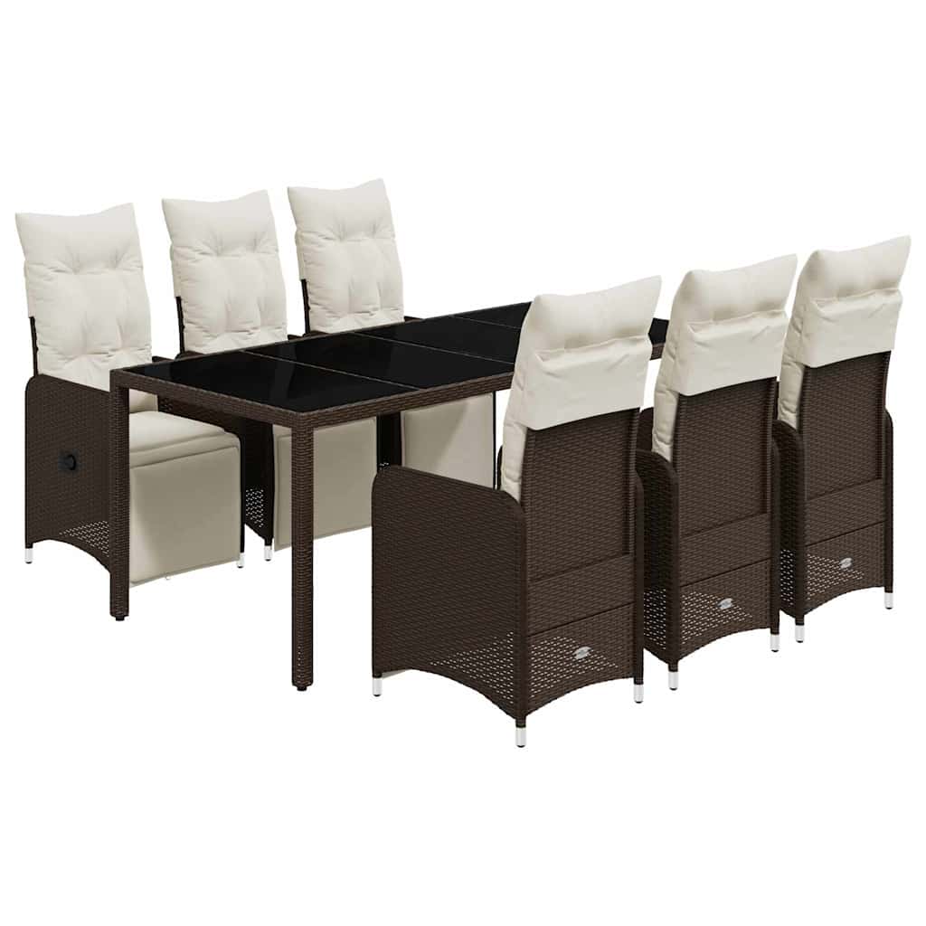 7-delige Bistroset met kussens poly rattan bruin is nu te koop bij PeponiXL, paradijselijk wonen!