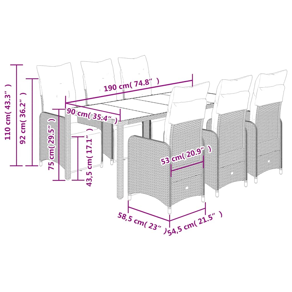 7-delige Bistroset met kussens poly rattan bruin is nu te koop bij PeponiXL, paradijselijk wonen!