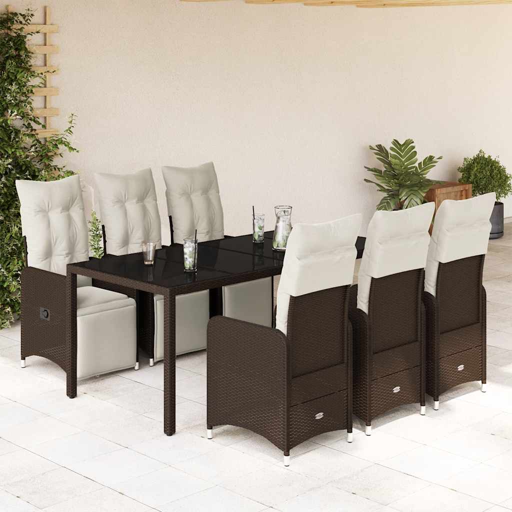 7-delige Bistroset met kussens poly rattan bruin is nu te koop bij PeponiXL, paradijselijk wonen!