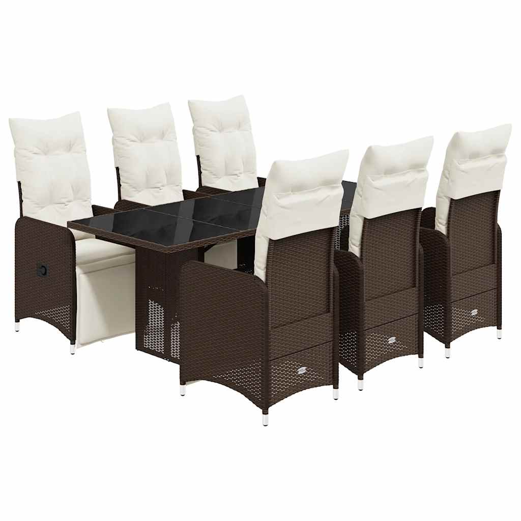 7-delige Bistroset met kussens poly rattan bruin is nu te koop bij PeponiXL, paradijselijk wonen!