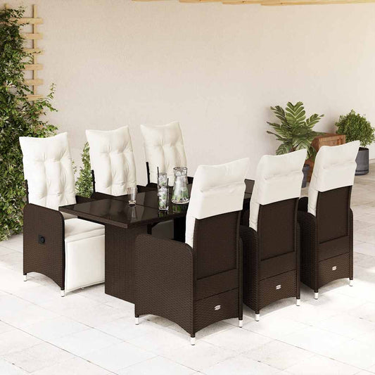 7-delige Bistroset met kussens poly rattan bruin is nu te koop bij PeponiXL, paradijselijk wonen!