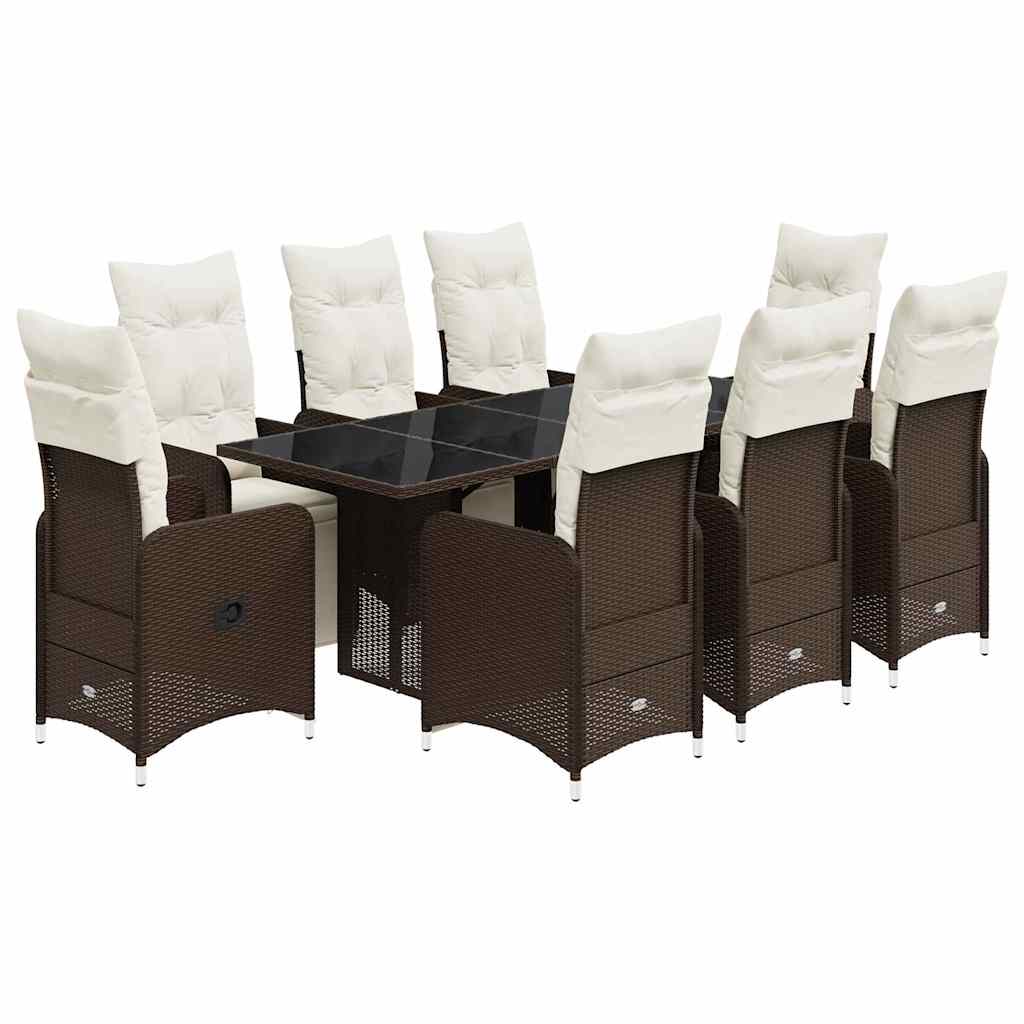 9-delige Bistroset met kussens poly rattan bruin is nu te koop bij PeponiXL, paradijselijk wonen!