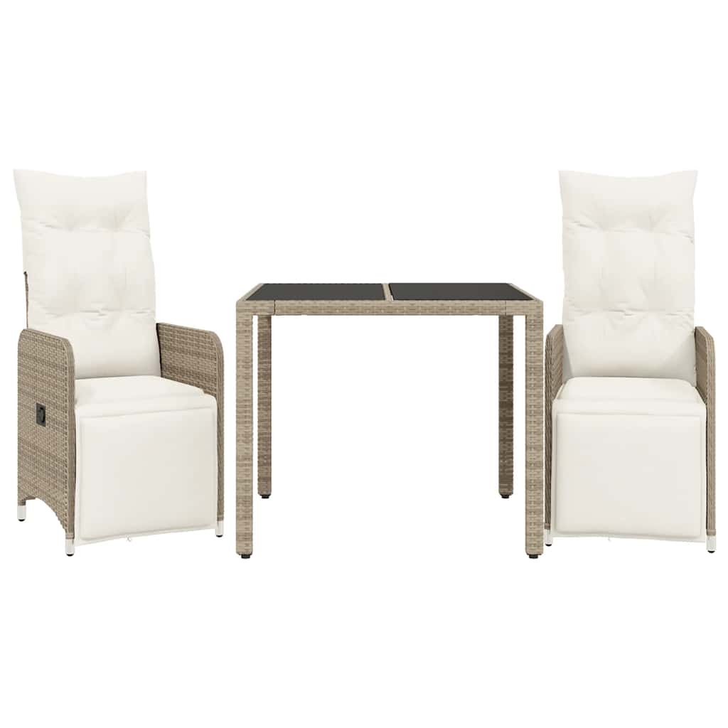 3-delige Bistroset met kussens poly rattan bruin is nu te koop bij PeponiXL, paradijselijk wonen!