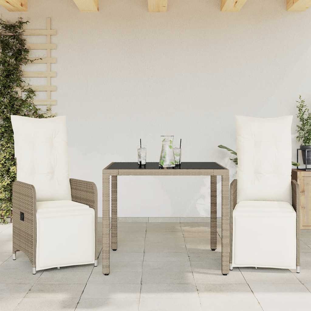 3-delige Bistroset met kussens poly rattan bruin is nu te koop bij PeponiXL, paradijselijk wonen!