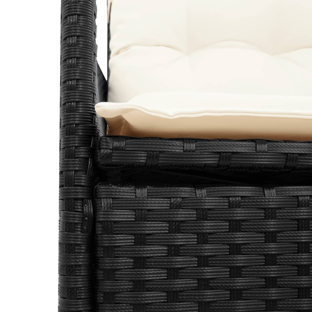 9-delige Bistroset met kussens poly rattan zwart is nu te koop bij PeponiXL, paradijselijk wonen!