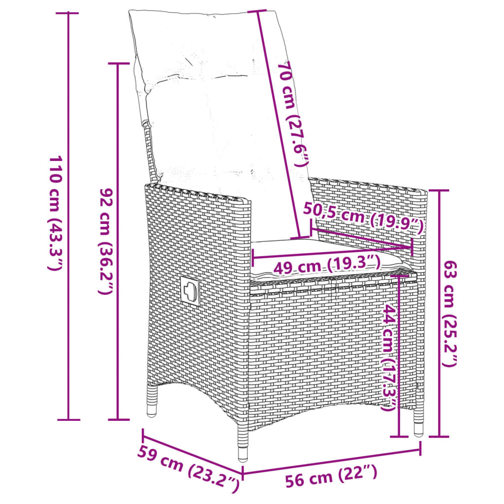 11-delige Bistroset met kussens poly rattan zwart is nu te koop bij PeponiXL, paradijselijk wonen!