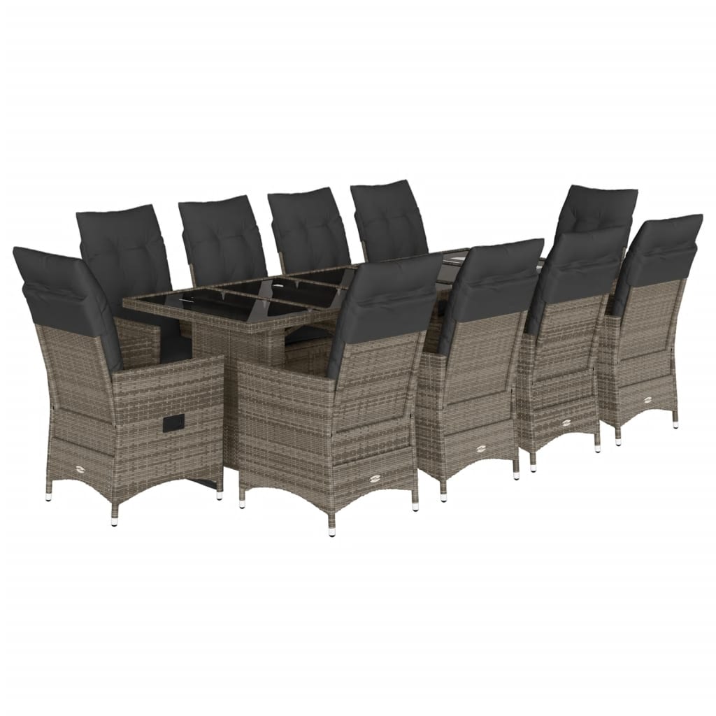11-delige Bistroset met kussens poly rattan grijs is nu te koop bij PeponiXL, paradijselijk wonen!