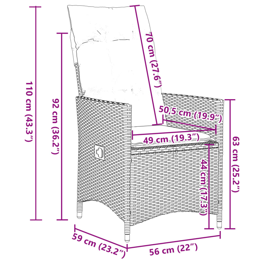 11-delige Bistroset met kussens poly rattan grijs is nu te koop bij PeponiXL, paradijselijk wonen!