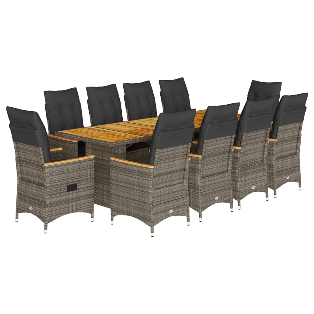 11-delige Bistroset met kussens poly rattan grijs is nu te koop bij PeponiXL, paradijselijk wonen!