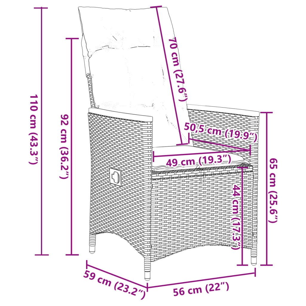 11-delige Bistroset met kussens poly rattan grijs is nu te koop bij PeponiXL, paradijselijk wonen!