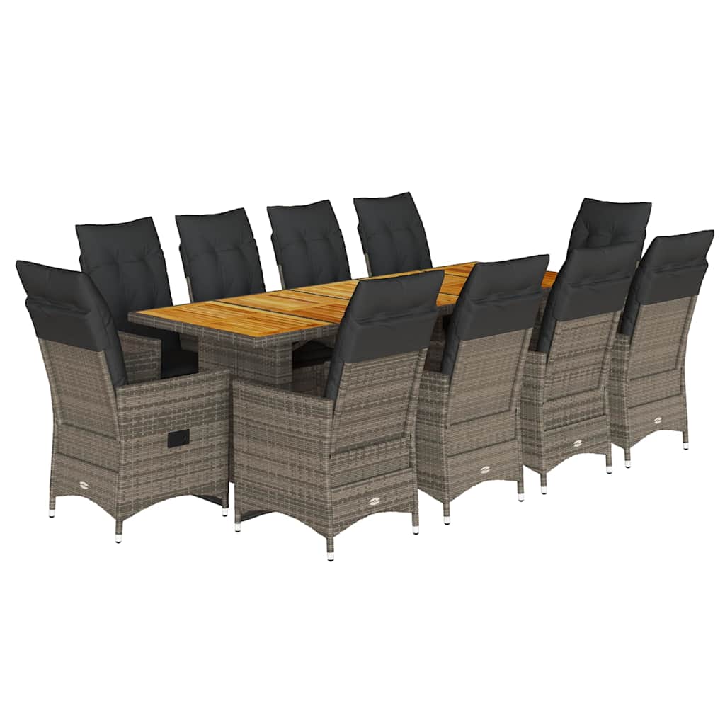 11-delige Bistroset met kussens poly rattan grijs is nu te koop bij PeponiXL, paradijselijk wonen!