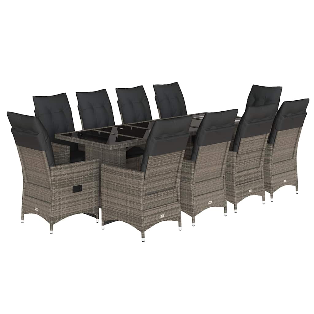 11-delige Bistroset met kussens poly rattan grijs is nu te koop bij PeponiXL, paradijselijk wonen!