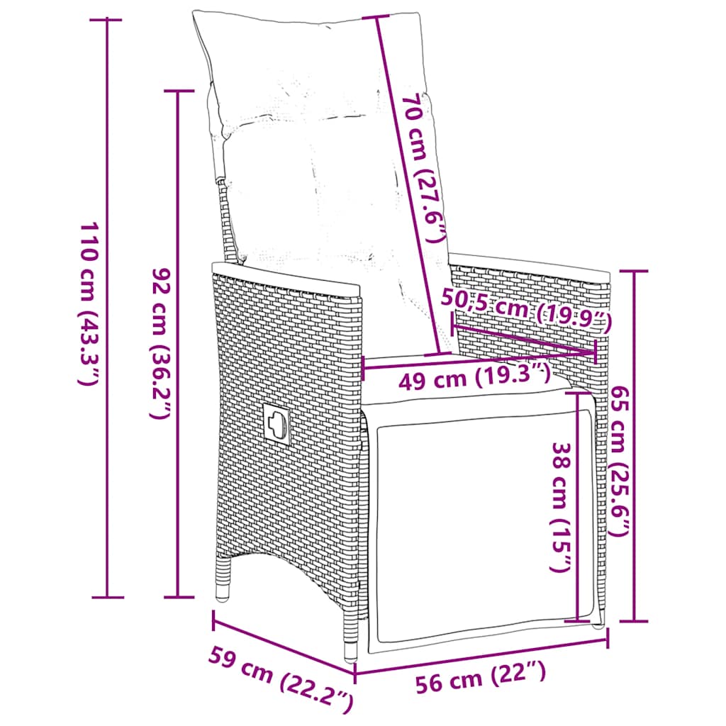 11-delige Bistroset met kussens poly rattan zwart is nu te koop bij PeponiXL, paradijselijk wonen!
