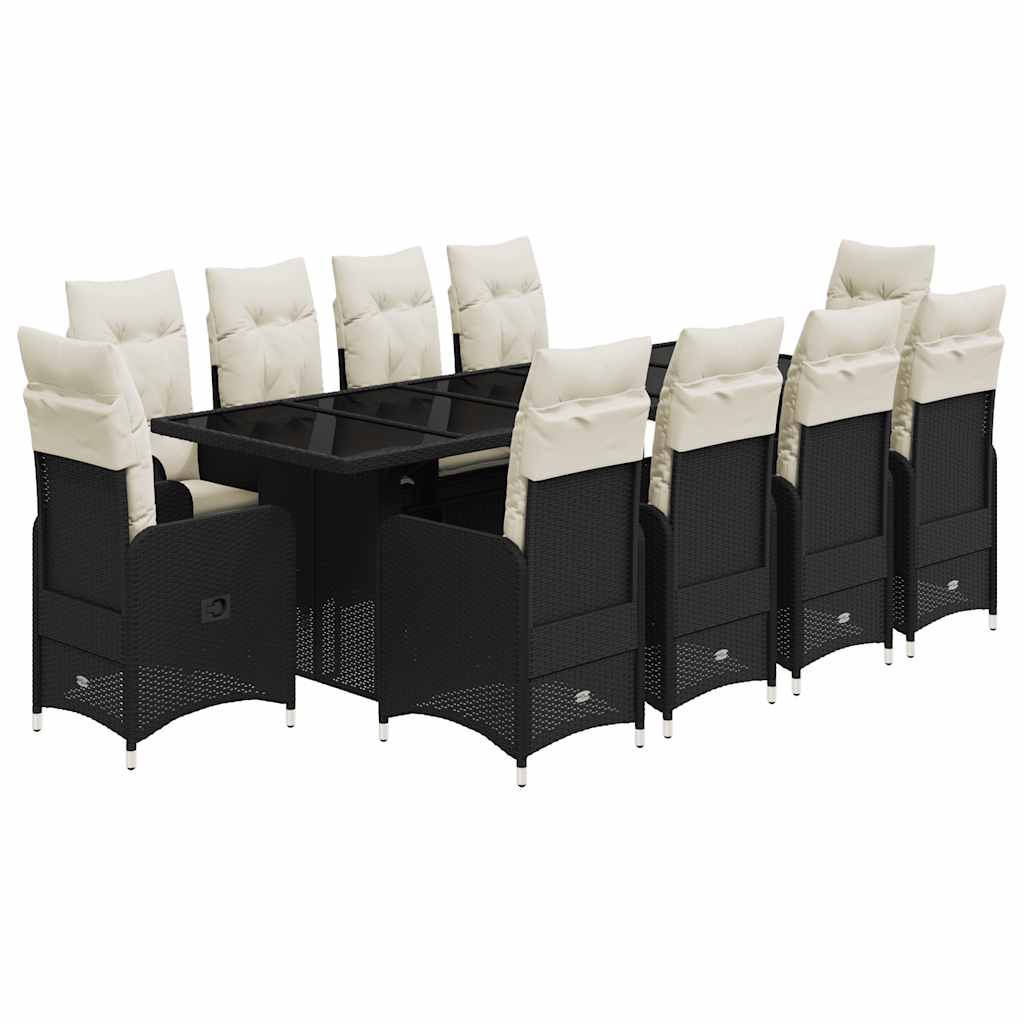 11-delige Bistroset met kussens poly rattan zwart is nu te koop bij PeponiXL, paradijselijk wonen!